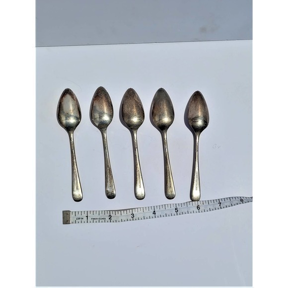 Vintage Set of 5 EPNS‎ Sheffield England Serrated Tip Normcore Grapefruit Spoons - Picture 4 of 6
